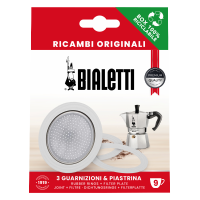 Bialetti filterplaatje met 3 rubberen ringen 9 kops