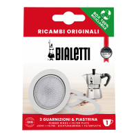Bialetti filterplaatje met 3 rubberen ringen 1 kops