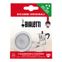 Bialetti filterplaatje met 3 rubberen ringen 3-4 kops